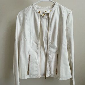 Calvin Klein White Faux Leather Jacket Size Small